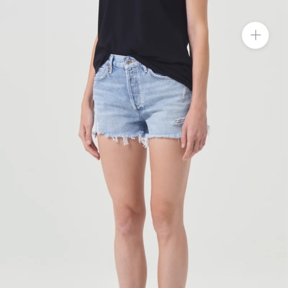 AGOLDE PARKER HIGH WAISTED BUTTON FLY DISTRESSED DENIM SHORTS SZ 28 - Picture 11 of 15